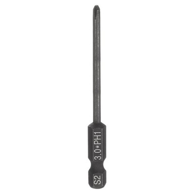 PH1 Phillips Screwdriver Bit 1/4'' Hex Shank 3'' Long 0.12'' Rod Black