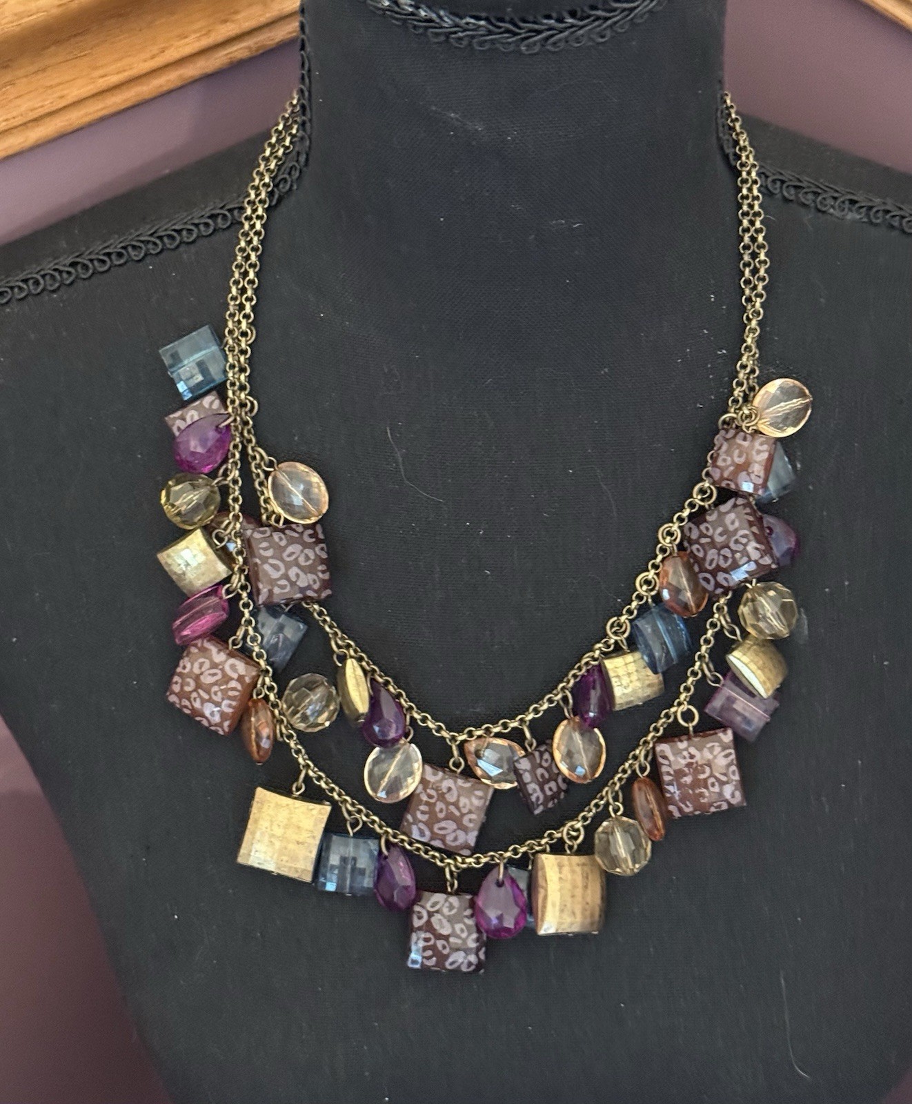 Chunky Double Stranded Multicolored Beaded Neckla… - image 1