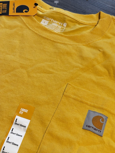 Carhartt Classic Mens Shirt Large Relaxed Pocket Crew Mustard Yellow Stretch NWT - Picture 5 of 7