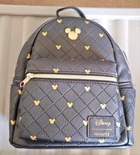 Disney Loungefly Black Mickey Faux Quilt Mini Backpack
