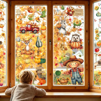 Fensterbilder Herbst Selbstklebend, 99 StüCk Herbstdeko Fenster Aufkleber Mit Ah