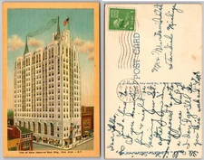 Flint MI Union Industrial Bank Building Flag Postcard