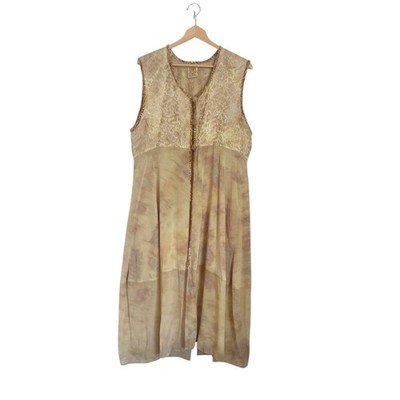 URU Kristine St. Rrik Silk Blend Hand Dyed Boho Half Button Duster Cover Top OS