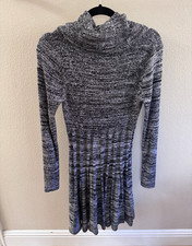 Calvin Klein Gray Heathered Knit Cowl Neck Long Sleeve Sweater Dress L