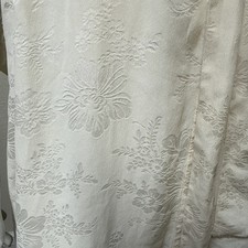Vtg Womens 100 Silk Robe Jacquard Kimono Damask OS Floral Ivory Cottage Regency
