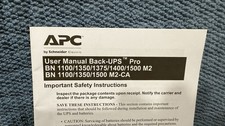 APC User Manual User Manual For The Back-UPS Pro - Brand New Manual