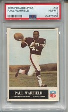 1965 Philadelphia Paul Warfield Rookie Card PSA 8 NM MINT Graded #41 Centered