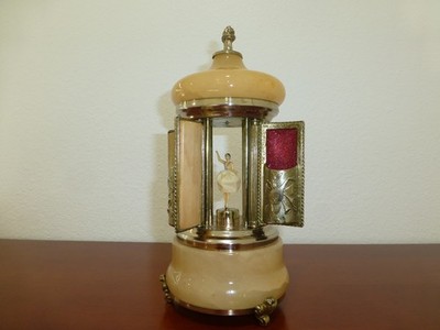 Vintage Swiss Reuge Dancing Ballerina Music Box Carousel Items Holder