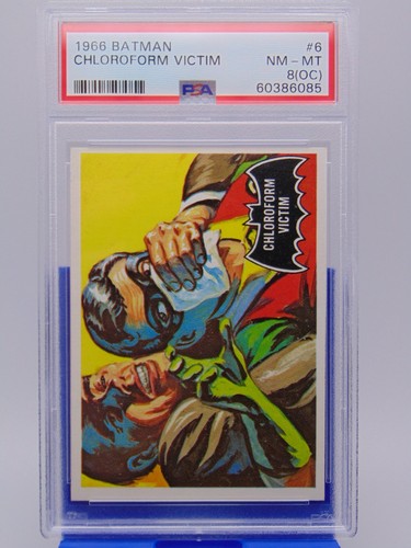 1966 Topps Batman Black Bat #6 Chloroform Victim — PSA 8 (OC)