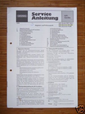 Service manual for Grundig Studio RPC 200, RC 200, R 200, Original
