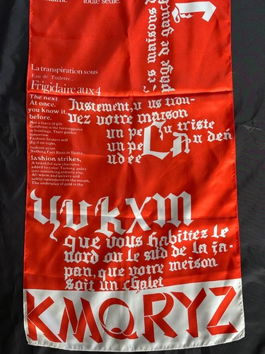 Vintage Scarf Novelty English & French Text Words Nonsense Phrases