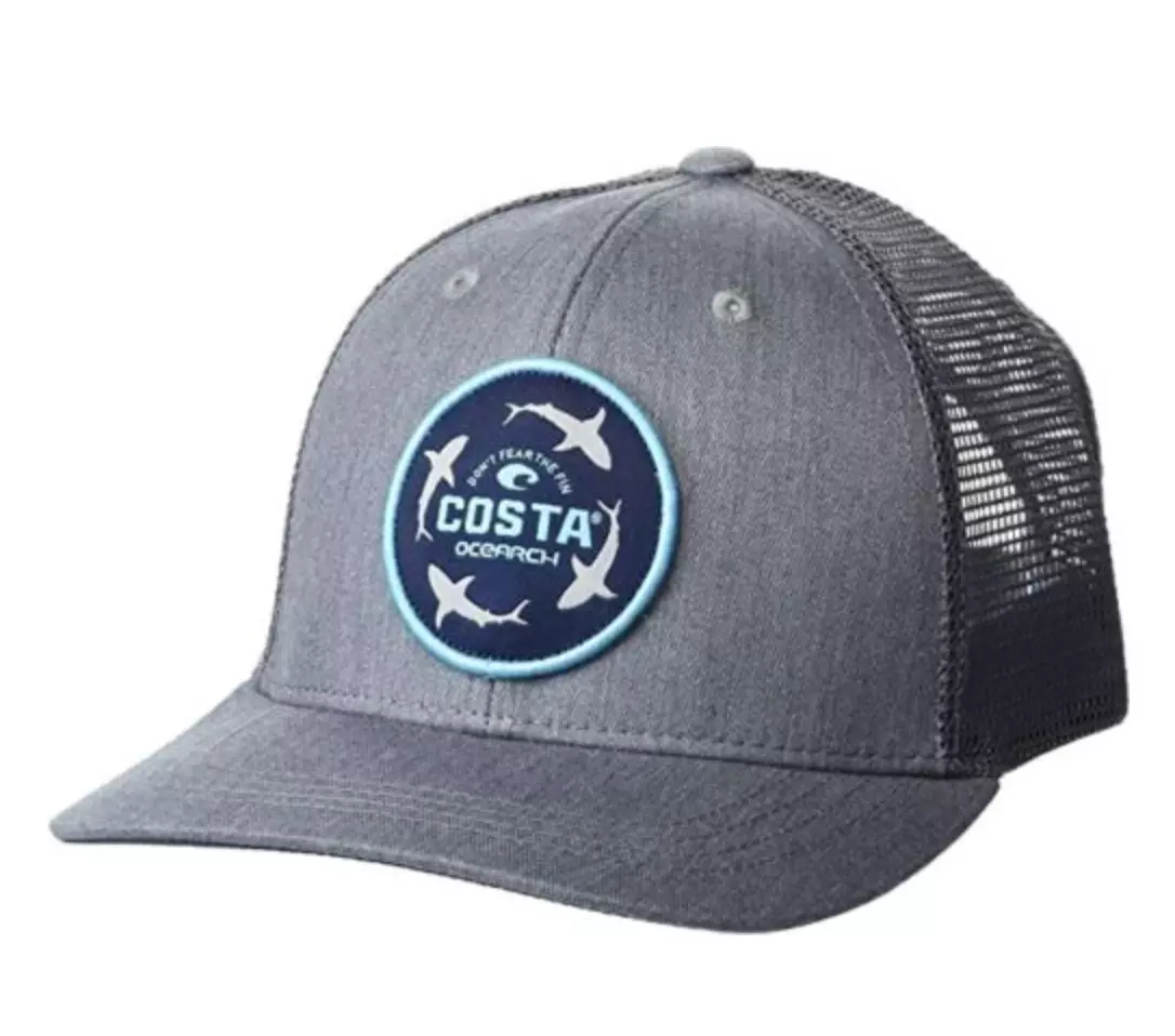 Costa Del Mar Ocearch Circle Shark Charcoal Adjustable Trucker Hat Cap  Brand New