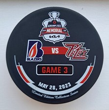 2023 CHL Memorial Cup Game 3 Puck Kamloops Blazers Peterborough Petes WHL OHL