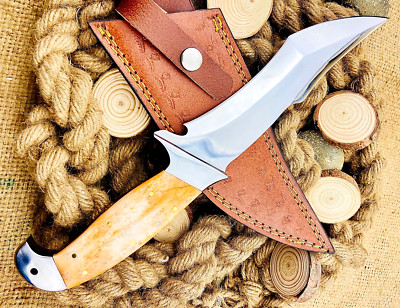 Custom Made High Carbon Steel Hunting Camping Knife W Leather Cover FI 378