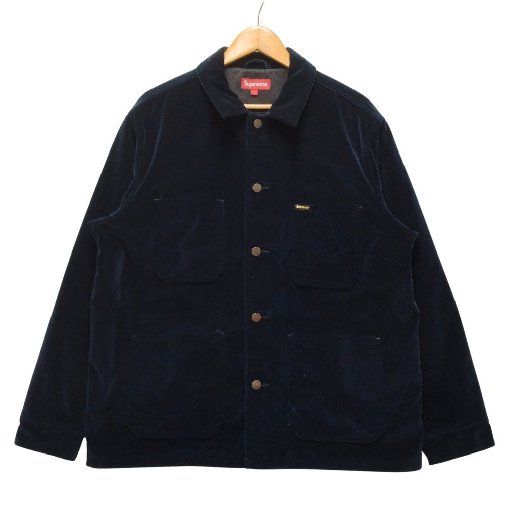 Supreme 20SS Velvet Chore Coat Coverall Jacket Navy Size L 