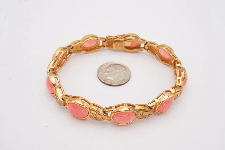 Brazalete Ross Simons Chapado en Oro Plata de Ley 925 Cuarzo Rosa 7.25" Foto 2 de 4