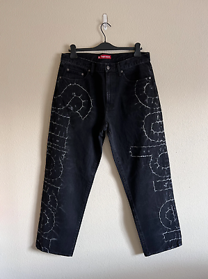 Supreme Shibori Loose Fit Denim Jeans - Size 34 - Black Supreme Shibori Loose Fit Denim Jeans - Size 34 - Black