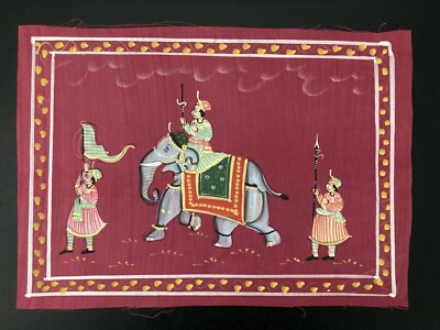 Handbemalte indische Seidenmalerei mit Elefant