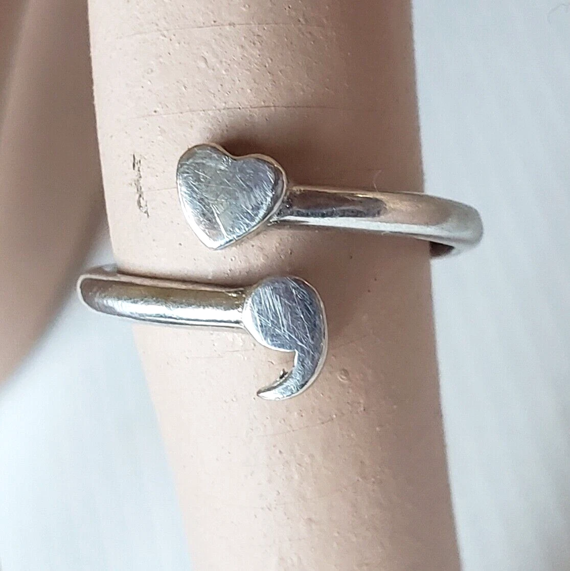 Heart semicolon ring store sterling silver