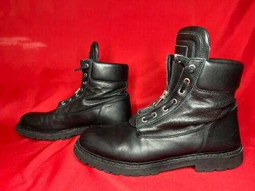 Balmain Zip-Front Leather Ranger Boot, Black SIZE 45