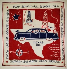 Vintage 1950s Fred Press Texas Lone Star State Cocktail Napkin MOMA MCM TEX OIL