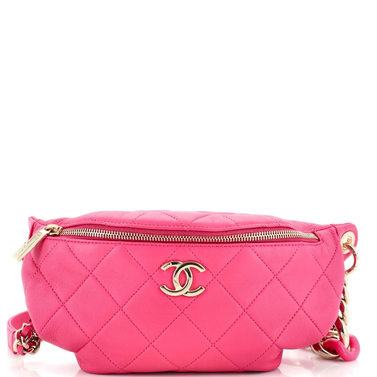 Chanel Resin Elegant Chain Belt Bag Quilted Lambskin Pink eBay
