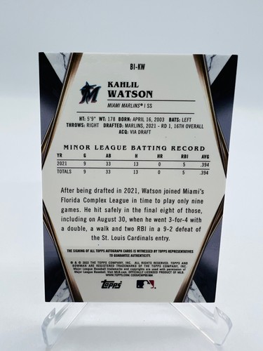 2022 Bowman Invicta Kahlil Watson Silver Auto /99 #BI-KW - Picture 2 of 2