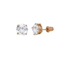 Luxe Cubic Zirconia and Rose Gold Tone Stud Pierced Earrings