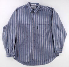 Levi's Silver Label VTG 90s Button Up Shirt Long Sleeve Striped Blue Mens XL