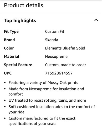 Skanda Custom Fit Seat Cover for Select Chevrolet Models: 1 Row Neosupreme VVV50 - Picture 4 of 6