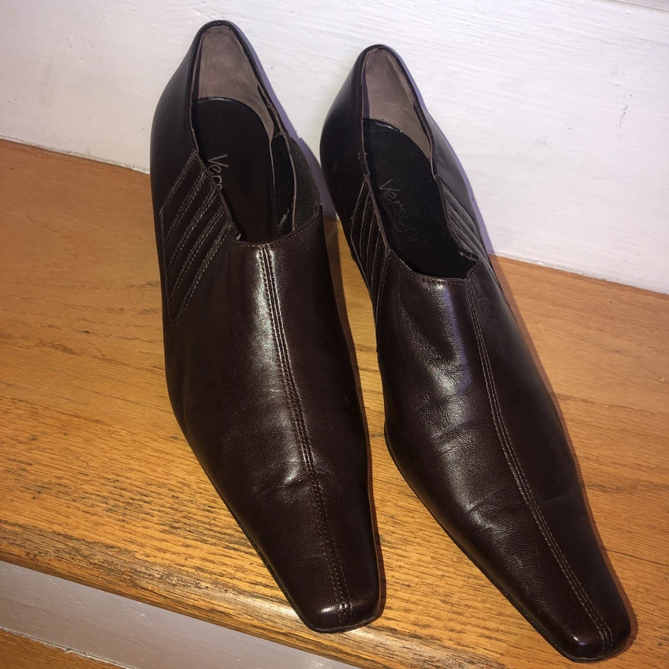 Zapatos/Botín Versani -Hecho en Italia- Talla 10 Cuero Marrón Foto 2 de 4