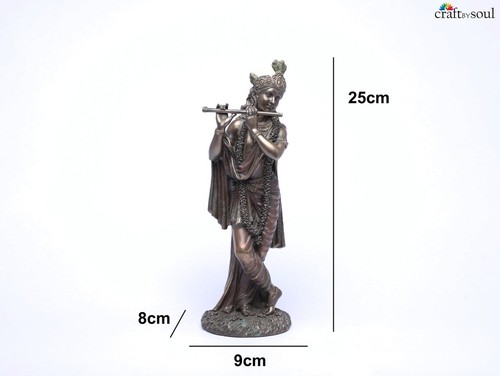 Krishna With Flute Figurine Hindu Cultured Home Temple Decor Statue Sculpture - Picture 4 of 7