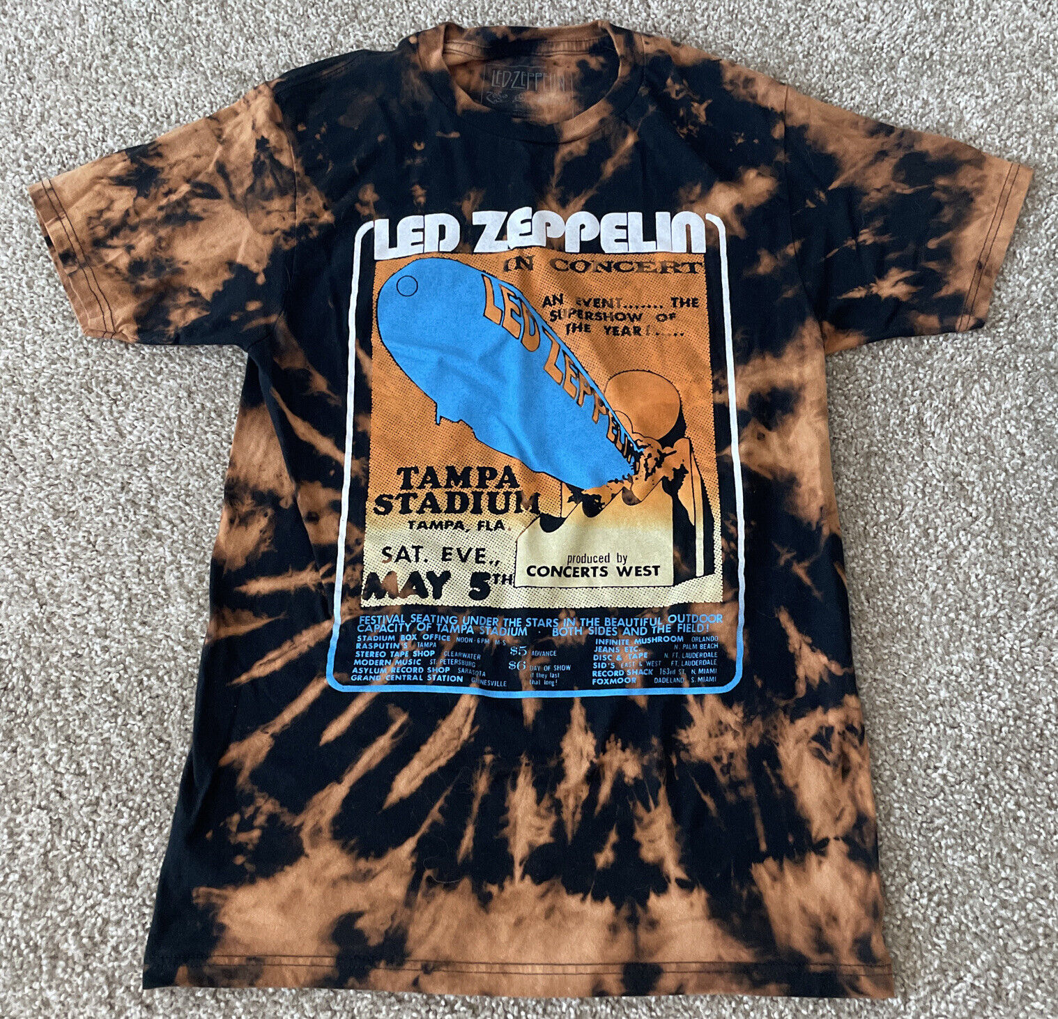 Led Zeppelin In Concert Tampa Stadium Tye Dye T-S… - image 1