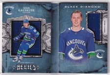 2018-19 Black Diamond Hockey Rookie Booklet Relics Adam Gaudette #129/199