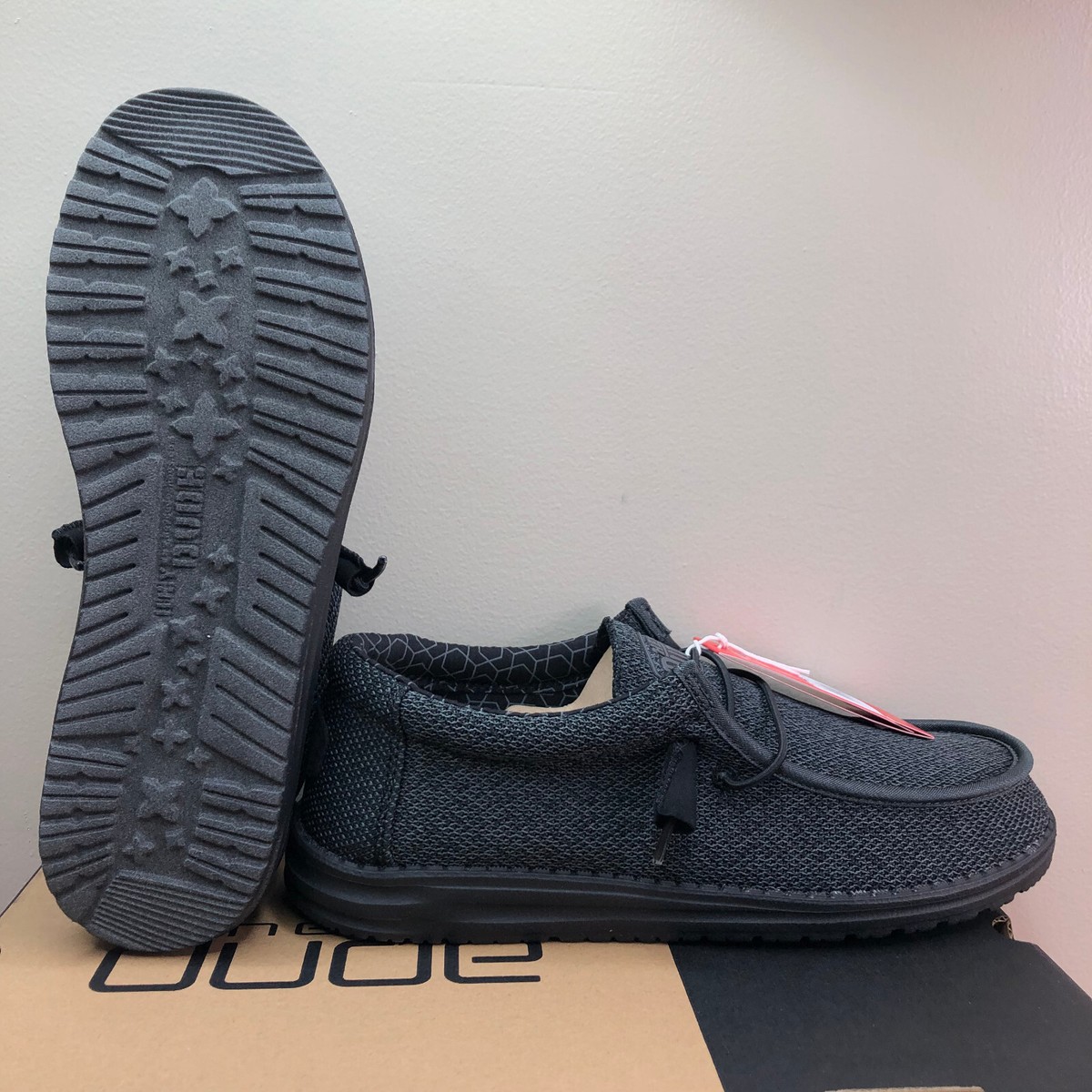 Hey Dude Wally Sox Lace Up Loafers Micro Total Black Everyday