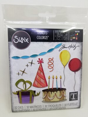 TH1 Sizzix Tim Holtz Thinlits Celebrate, Colorize Birthday Party Dies, 666285
