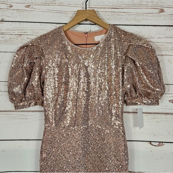 Rachel Parcell | Rose Gold Puff Sleeve Sequin Dress NWT Rachel Parcell | Rose Gold Puff Sleeve Sequin Dress NWT