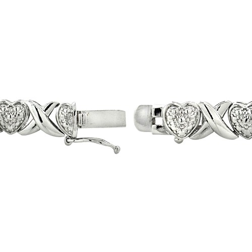 1.00ct TDW Natrual Diamond X & Heart Bracelet in Brass in Brass - 第 3/4 張圖片