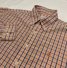 Brooks Brothers Shirt Mens M Orange Non Iron Button Up Long Sleeve Logo