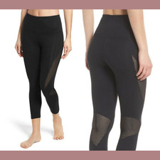 EUC Zella Small High Waisted Crop Mesh Leggings in Black 6180