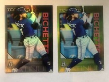 Bo Bichette 2020 Bowman Platinum Lot Chartreuse Parallel and Base Rookie #78 RCs