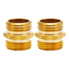 2pcs Brass Garden Hose Adapter Fitting Connectors Male to Male External Thread