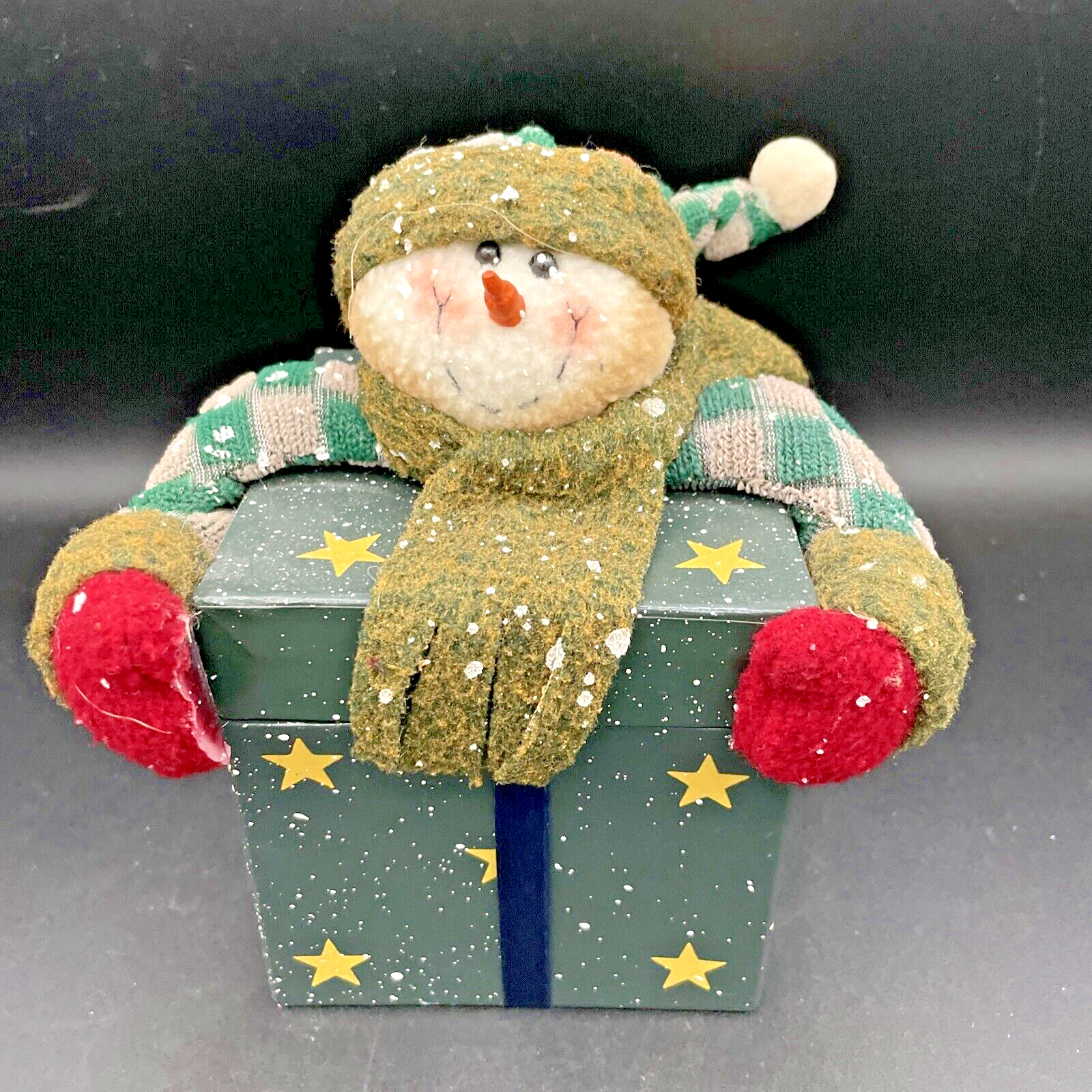 Starred Plush Snowman Head and Arms On Starred Christmas Gift Box | eBay