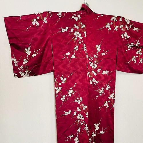 Vintage Kimono Yukata Women's Cherry blossom Deep pink Glamorous Elegance 0615 - Picture 14 of 21