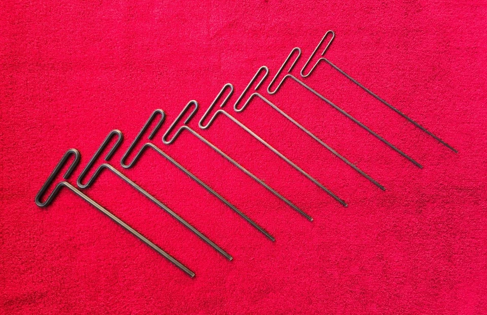 (8) Eklind Tools USA T Handle Hex Key Allen Wrenches SAE 9" long arm metal loop  - Image 2 of 4