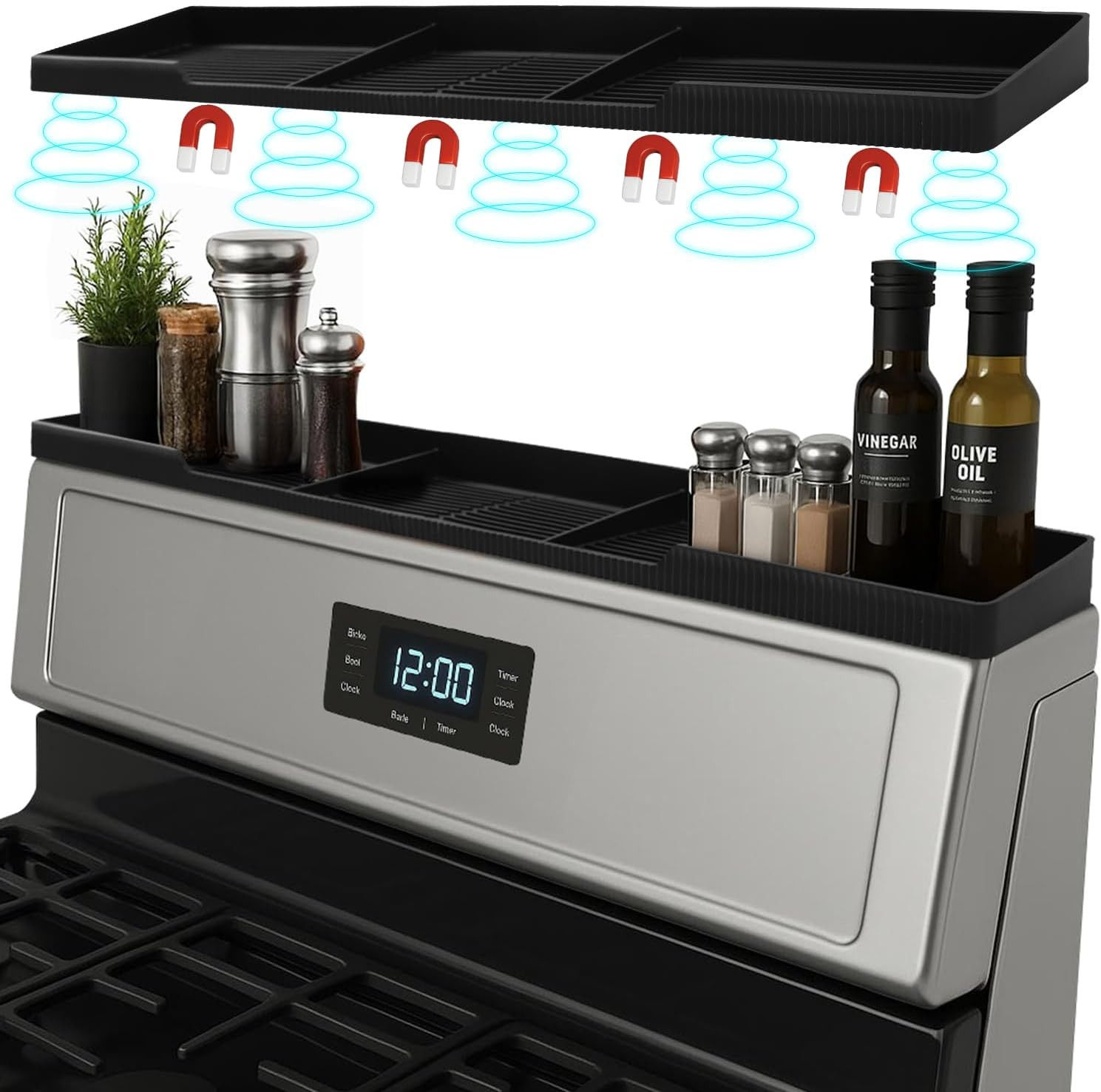 Silicone Magnetic Stove Shelf for Back of Stove - over the Stove Shelf, Magnetic