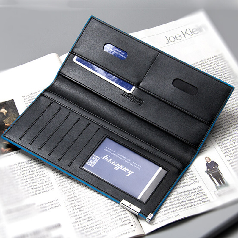 Men Business Bifold Wallet Long Clutch Leather Purse RFID Blocking Card  Holder