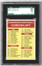 RARE 1963 TOPPS CFL #88 UNMARKED CHECKLIST SGC 86 OR 7.5 NRMT+ ! AWESOME CARD!!