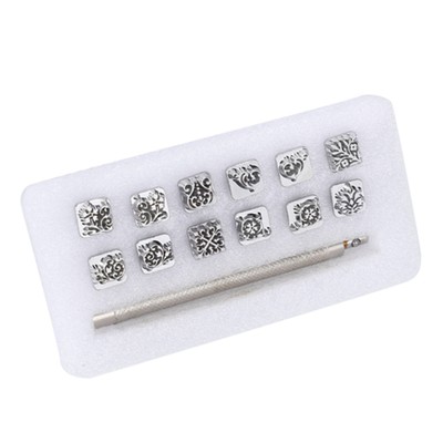 12Pcs Tang Dynasty Flower Design Stamping Punch Tool Kit For DIY Leather CBK