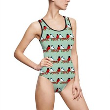 Bullfinch and Berries Women's Classic One-Piece Swimsuit AOP 